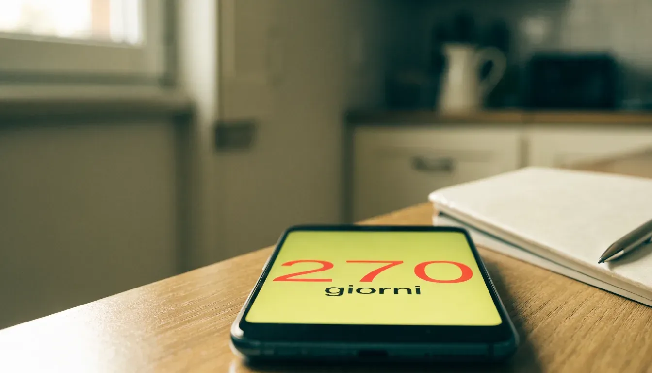 Un documento di identità appoggiato accanto a uno smartphone con un timer sullo schermo, su un tavolo da cucina