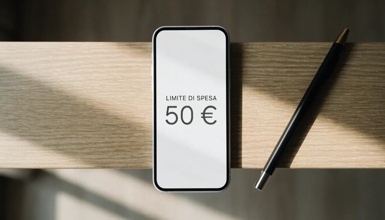 Un foglio di concessione in carta con un timbro rosso, appoggiato su una scrivania di legno accanto a una penna