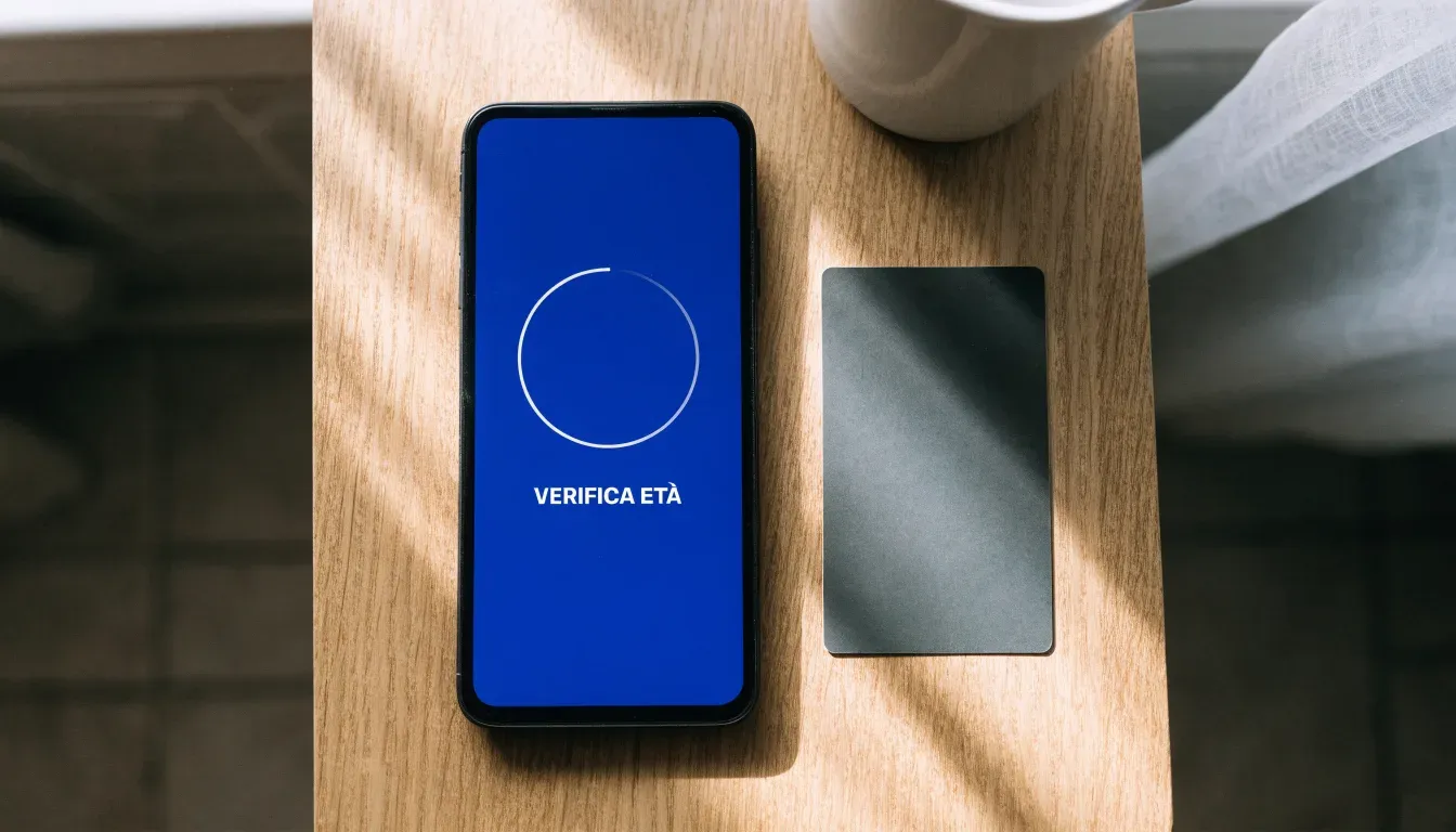 Un documento di identità appoggiato accanto a uno smartphone con un timer sullo schermo, su un tavolo da cucina