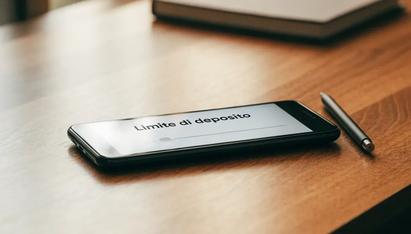 Un foglio di concessione in carta con un timbro rosso, appoggiato su una scrivania di legno accanto a una penna