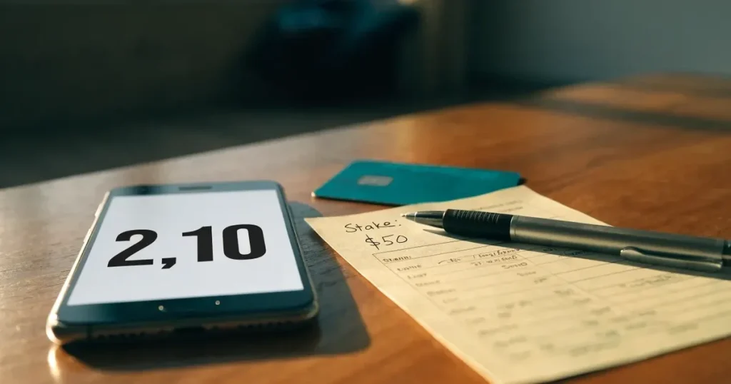 Uno smartphone e una carta di pagamento affiancati su un tavolo di legno, con alcune banconote da euro accanto