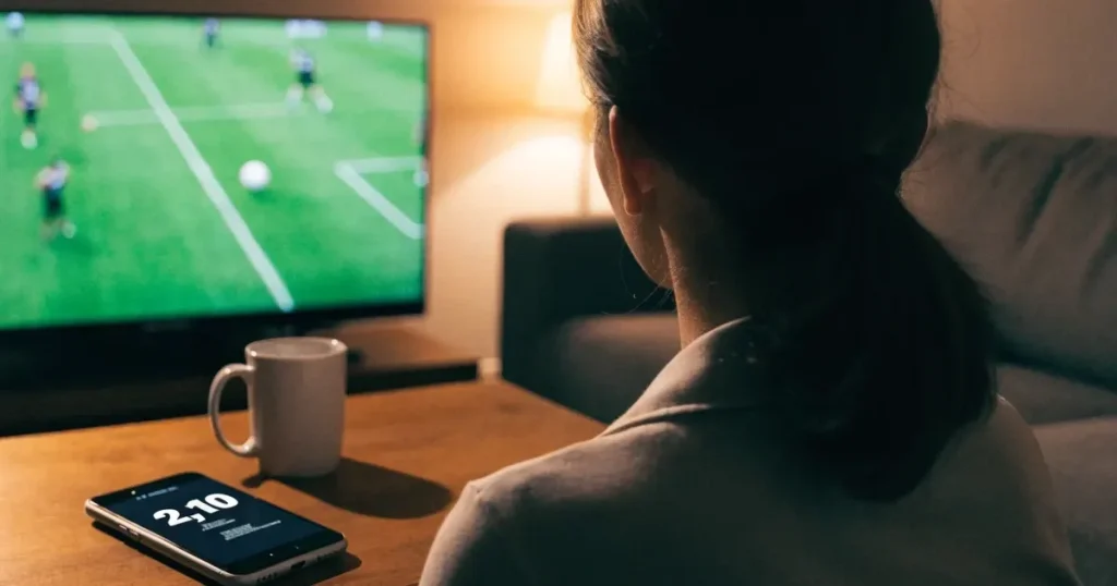Un tabellone elettronico di uno stadio con il risultato a metà del secondo tempo, visto dalle tribune
