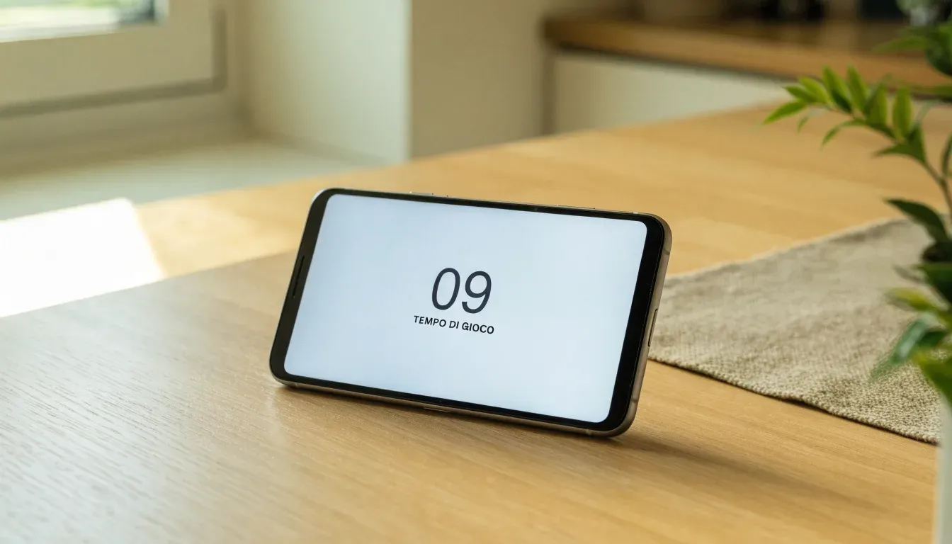 Un documento di identità appoggiato accanto a uno smartphone con un timer sullo schermo, su un tavolo da cucina