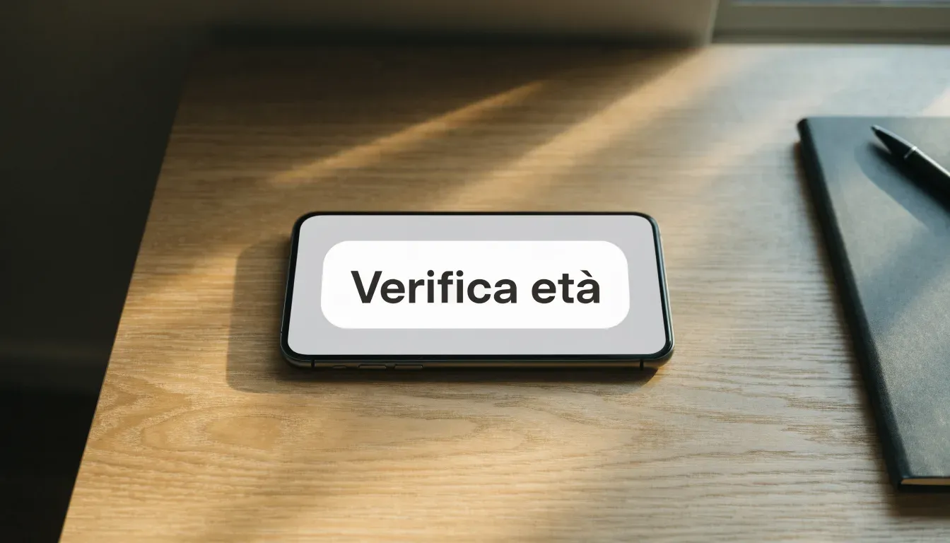 Un foglio di concessione in carta con un timbro rosso, appoggiato su una scrivania di legno accanto a una penna