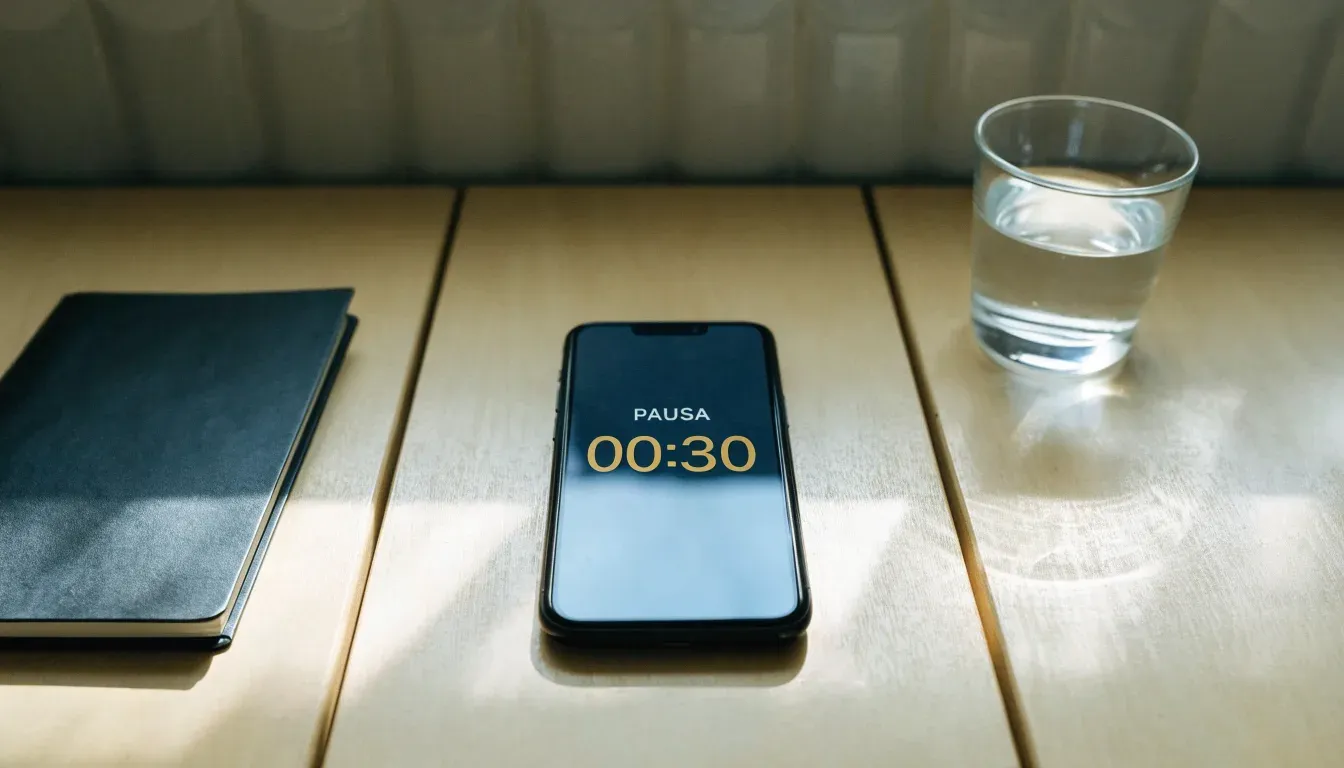 Un documento di identità appoggiato accanto a uno smartphone con un timer sullo schermo, su un tavolo da cucina