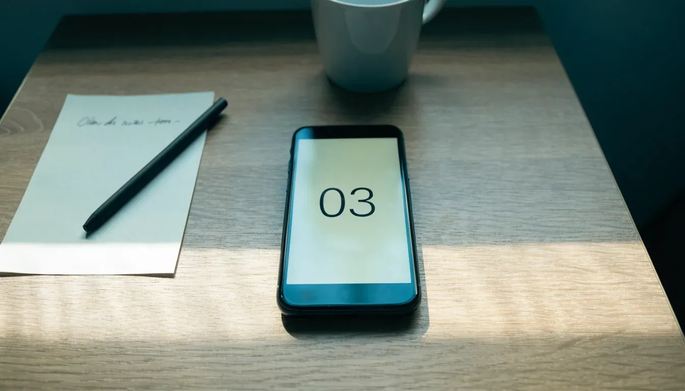 Un documento di identità appoggiato accanto a uno smartphone con un timer sullo schermo, su un tavolo da cucina