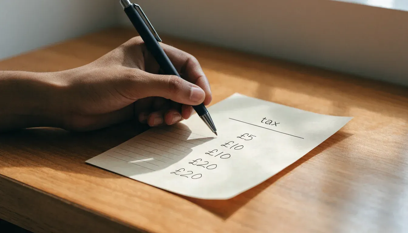 Un foglio di concessione in carta con un timbro rosso, appoggiato su una scrivania di legno accanto a una penna